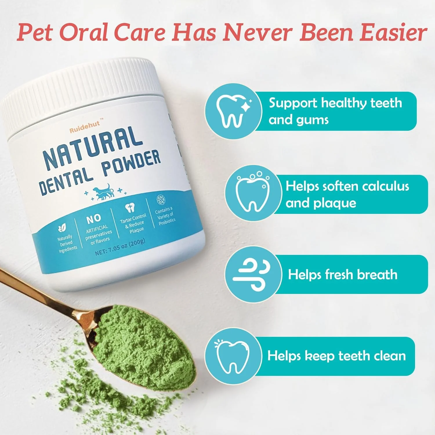 پودر طبیعی دندان برای سگ ها، پودر تمیز کننده دندان سگ - پودر دندان سگ - خوشبو کننده دهان سگ - پودر از بین برنده پلاک و بوی بد دهان سگ 200 گرم پودر طبیعی دندان برای سگ ها، پودر تمیز کننده دندان سگ - پودر دندان سگ - خوشبو کننده دهان سگ - پودر از بین برنده پلاک و بوی بد دهان سگ 200 گرم
