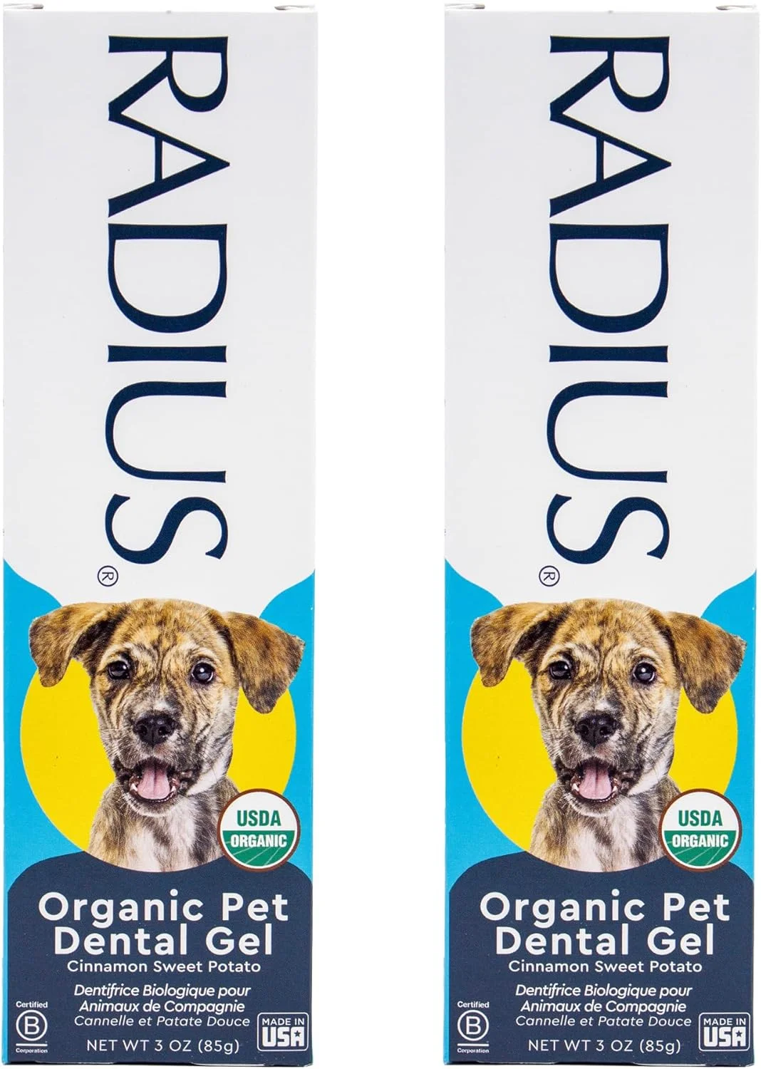 خمیر دندان سگ RADIUS ارگانیک تایید شده توسط USDA، 85 گرم، خمیر دندان غیر سمی برای سگ ها، طراحی شده برای تمیز کردن دندان ها و کمک به جلوگیری از جرم، از بین بردن پلاک، بدون زایلیتول - بسته 2 عددی