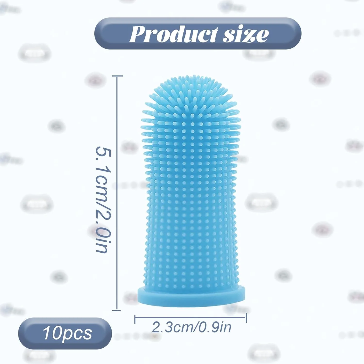 10 عدد مسواک انگشتی سگ، محصولات تمیز کننده دندان سگ، مسواک انگشتی 360 درجه سگ، جرم گیر دندان سگ، تمیز کردن آسان دندان های سگ، مناسب برای استفاده با خمیر دندان سگ (آبی)