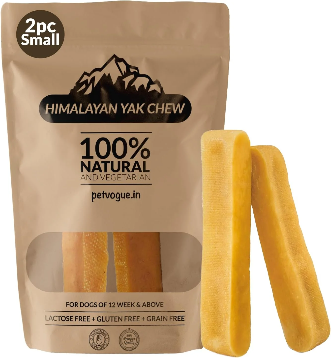 جویدنی پنیر یاک سگ PetVogue هیمالیا | ماندگاری طولانی، بدون لکه، غنی از پروتئین، کم بو | 100% طبیعی، سالم و ایمن | بدون لاکتوز، گلوتن یا غلات | بسته کوچک