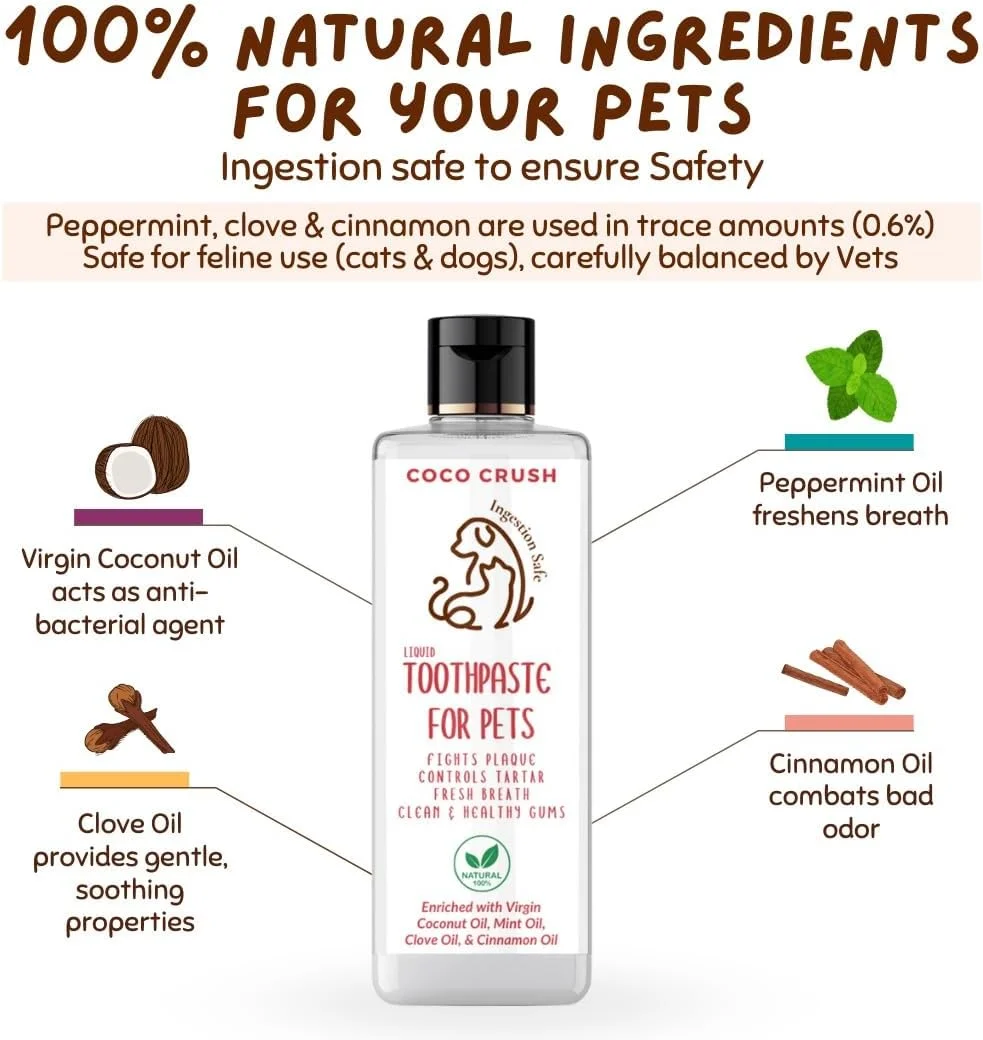 مجموعه مراقبت از دندان حیوانات خانگی - مسواک انگشتی و خمیر دندان طبیعی | ایمن برای سگ، گربه، توله سگ و بچه گربه | برس بدون BPA | 100% طبیعی (100 میلی لیتر + 2 برس)