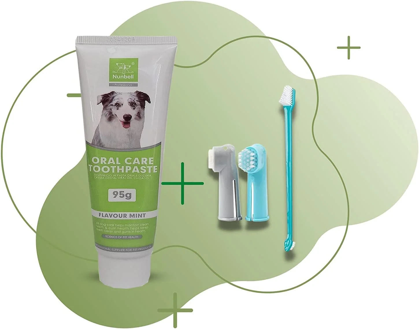 خمیر دندان سگ با طعم نعناع پت نیدز 95 گرمی به همراه مسواک دندانی 3 در 1 - خمیر دندان آنزیم زیستی و مواد طبیعی برای سگ ها و توله سگ ها