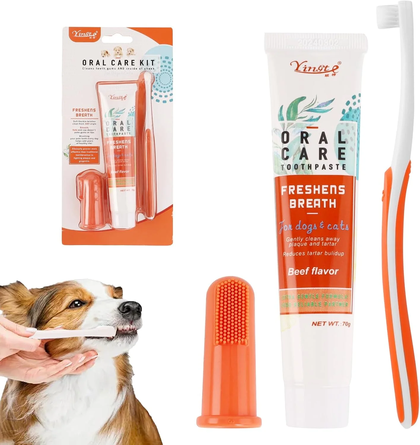 مجموعه مراقبت از دندان سگ، مسواک انگشتی سگ قابل استفاده مجدد، مجموعه خمیر دندان سگ ضد جرم، خمیر دندان سگ ضد جرم، مسواک سگ، مراقبت از دندان سگ، مجموعه مسواک سگ
