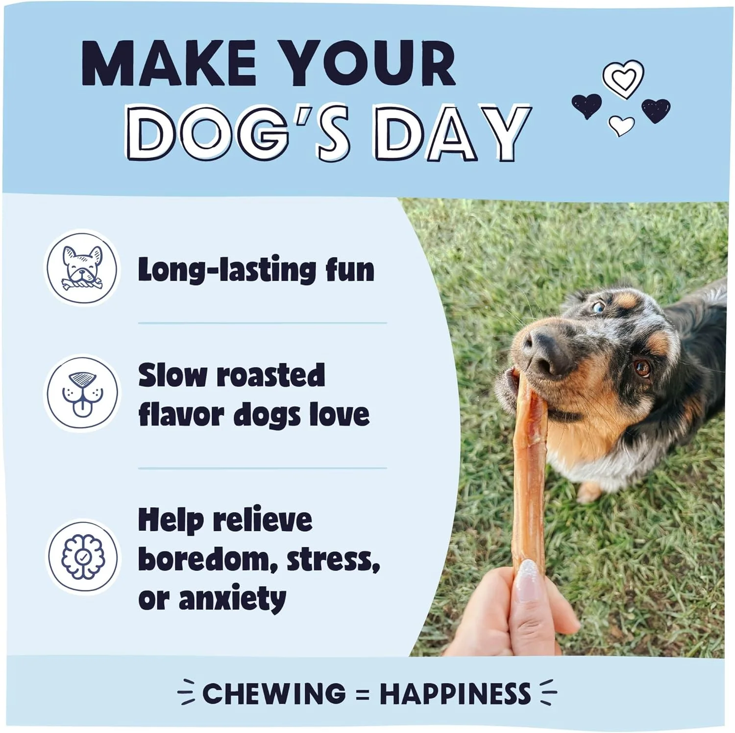 تشویقی سگ پاو استراک، طبیعی، سایز 5-8 اینچ - بهترین تشویقی ماندگار، بدون پوست خام، کم بو و بدون غلات - تشویقی دندانی سالم با یک ماده تشکیل دهنده، 100% گوشت گاو واقعی - بسته 227 گرمی