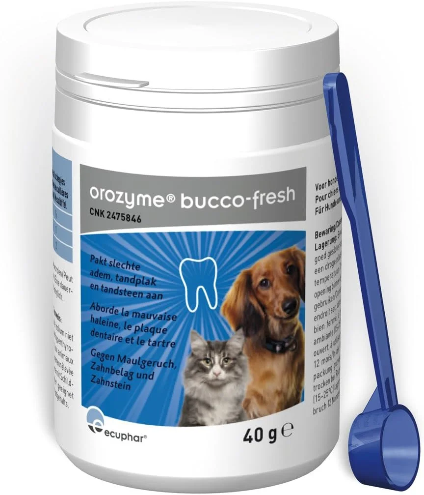 پودر مکمل غذایی سگ و گربه Orozyme Bucco Fresh PlaqueOff - وزن 40 گرم