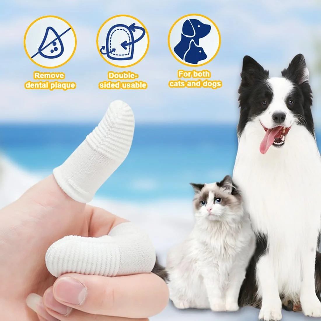 ۱۰ عدد مسواک انگشتی سگ، مسواک انگشتی قابل استفاده مجدد، تمیز کننده دندان سگ و گربه، ضد پلاک برای بهداشت دهان و دندان و تنفس تازه
