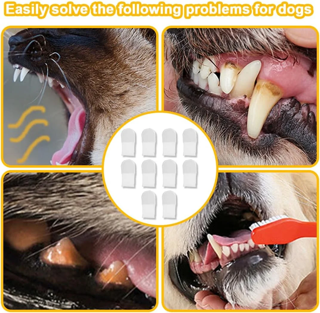۱۰ عدد مسواک انگشتی سگ، مسواک انگشتی قابل استفاده مجدد، تمیز کننده دندان سگ و گربه، ضد پلاک برای بهداشت دهان و دندان و تنفس تازه