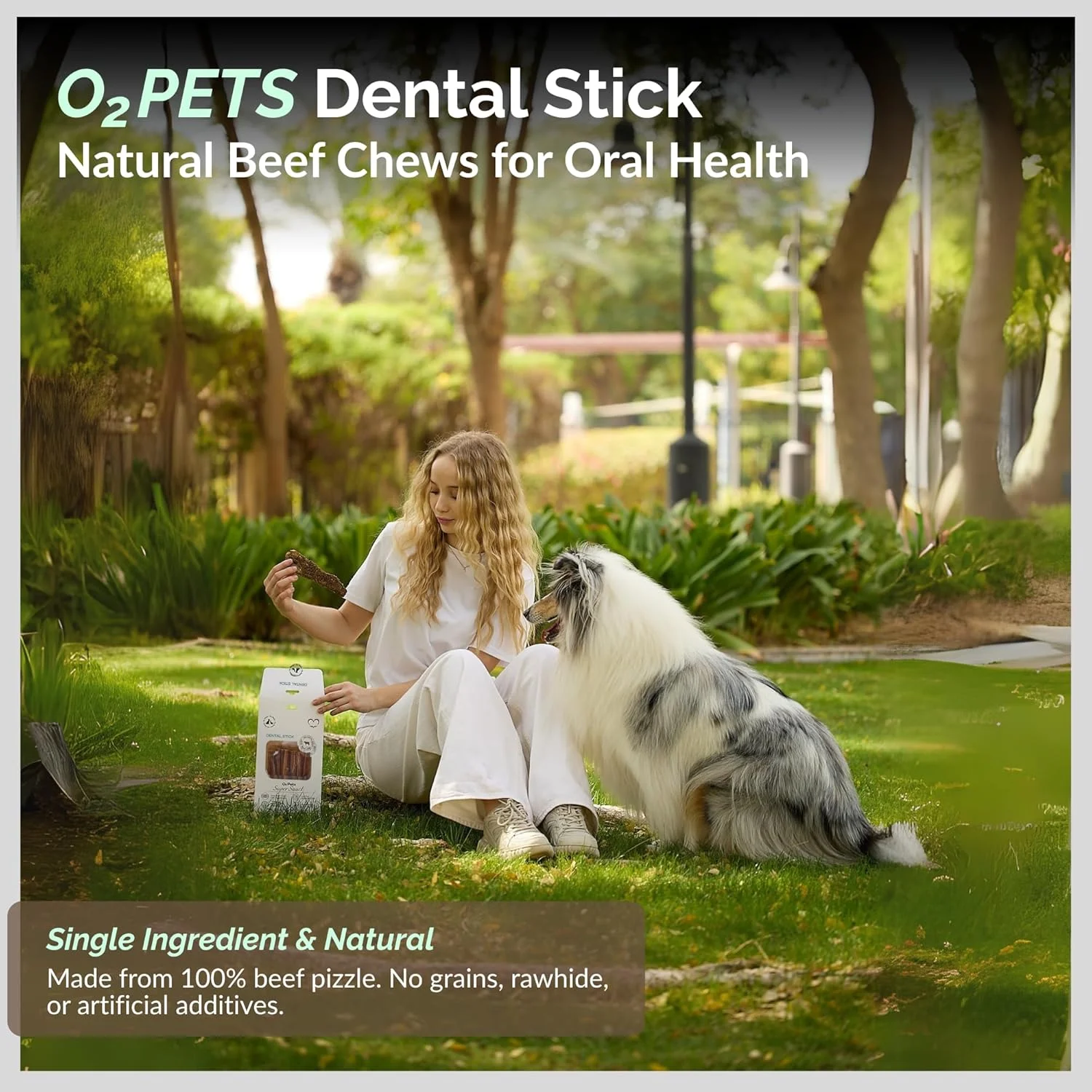 تشویقی دندانی سگ - استیک گوشت گاو تک ماده، جویدنی طبیعی ماندگار برای سگ ها (نژادهای کوچک، متوسط ​​و بزرگ توله سگ 3+ ماه)، تشویقی بدون غلات برای حیوانات خانگی، 100 گرم