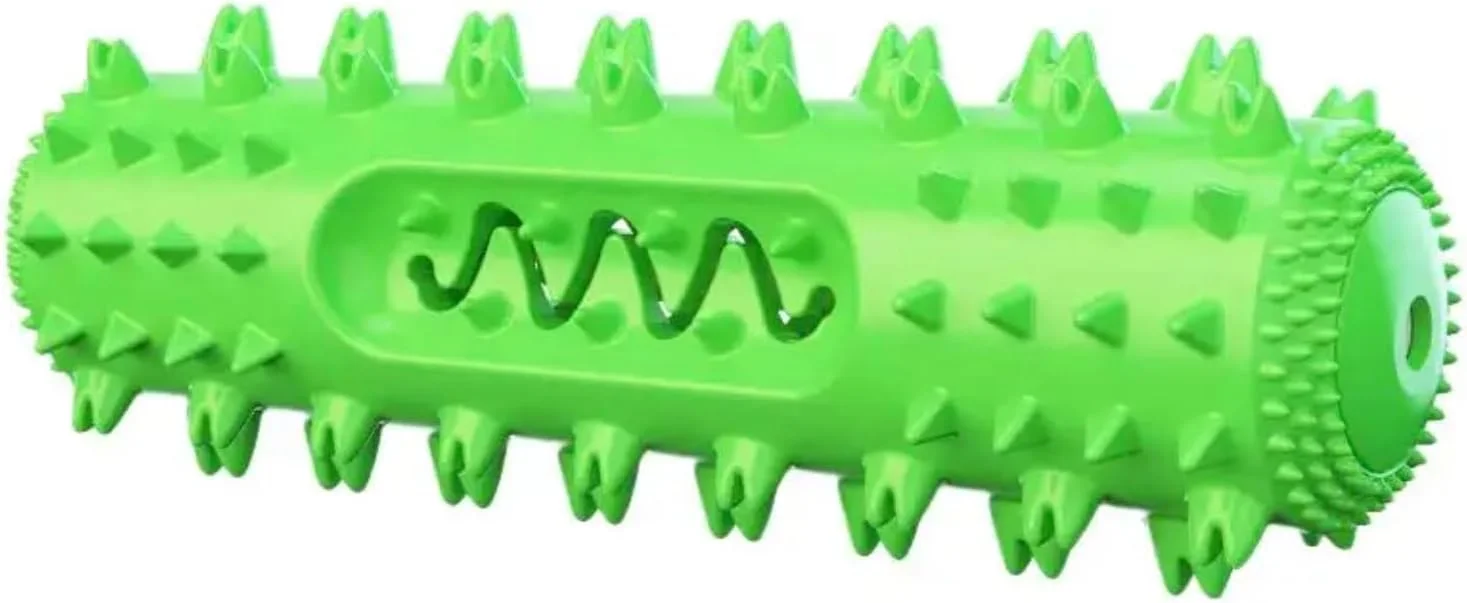 اسباب بازی جویدنی مسواک سگ، میله تمیز کننده دندان 360 درجه، 3 رنگ، جنس لاستیکی (سبز، متوسط)