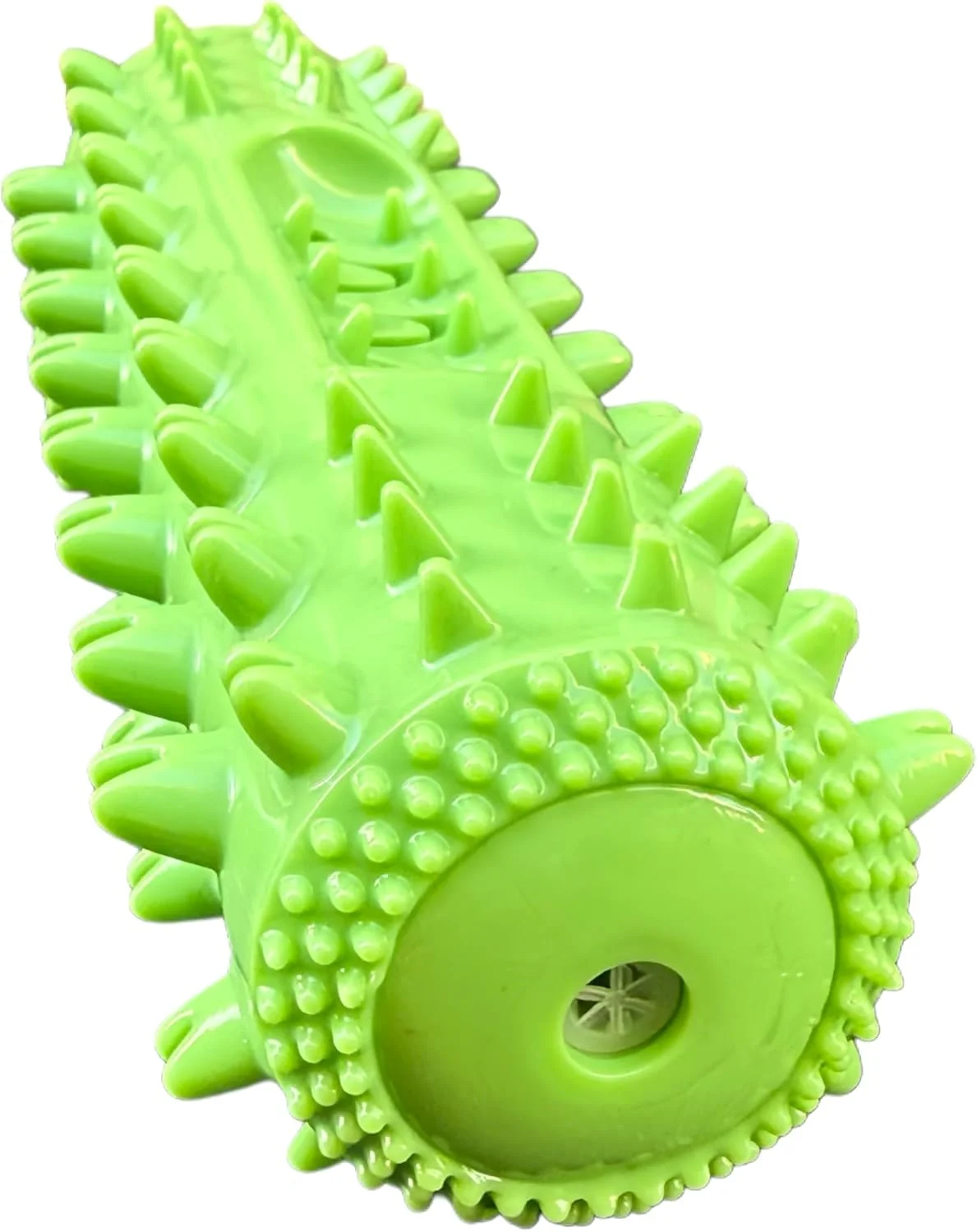 اسباب بازی جویدنی مسواک سگ، میله تمیز کننده دندان 360 درجه، 3 رنگ، جنس لاستیکی (سبز، متوسط)