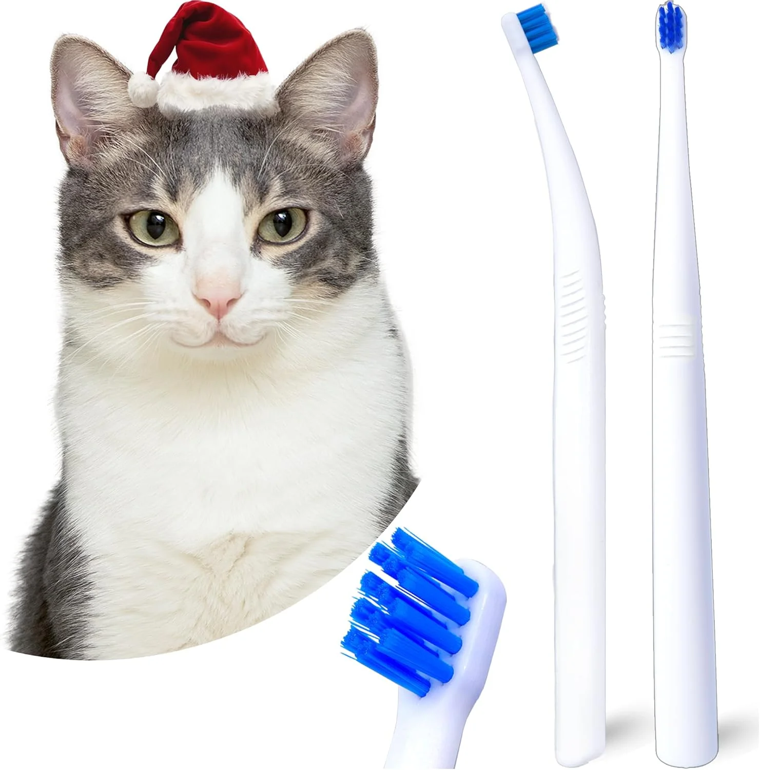 مسواک کوچک سگ، کیت مسواک گربه و توله سگ، مسواک فوق العاده نرم و مینی با سر خمیده 15 درجه برای بچه گربه و حیوانات خانگی کوچک، مسواک سگ تمیز کننده عمیق دندان، موهای نرم، 2 عدد - سفید