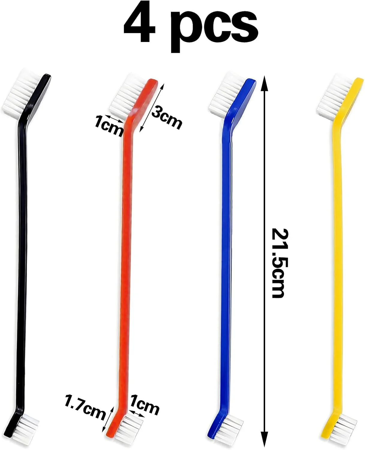 بسته 4 عددی مسواک سگ، مسواک سگ برای سگ های کوچک، مسواک گربه، برای مراقبت از دندان حیوانات خانگی، ضد پلاک (مشکی، زرد، قرمز، آبی)