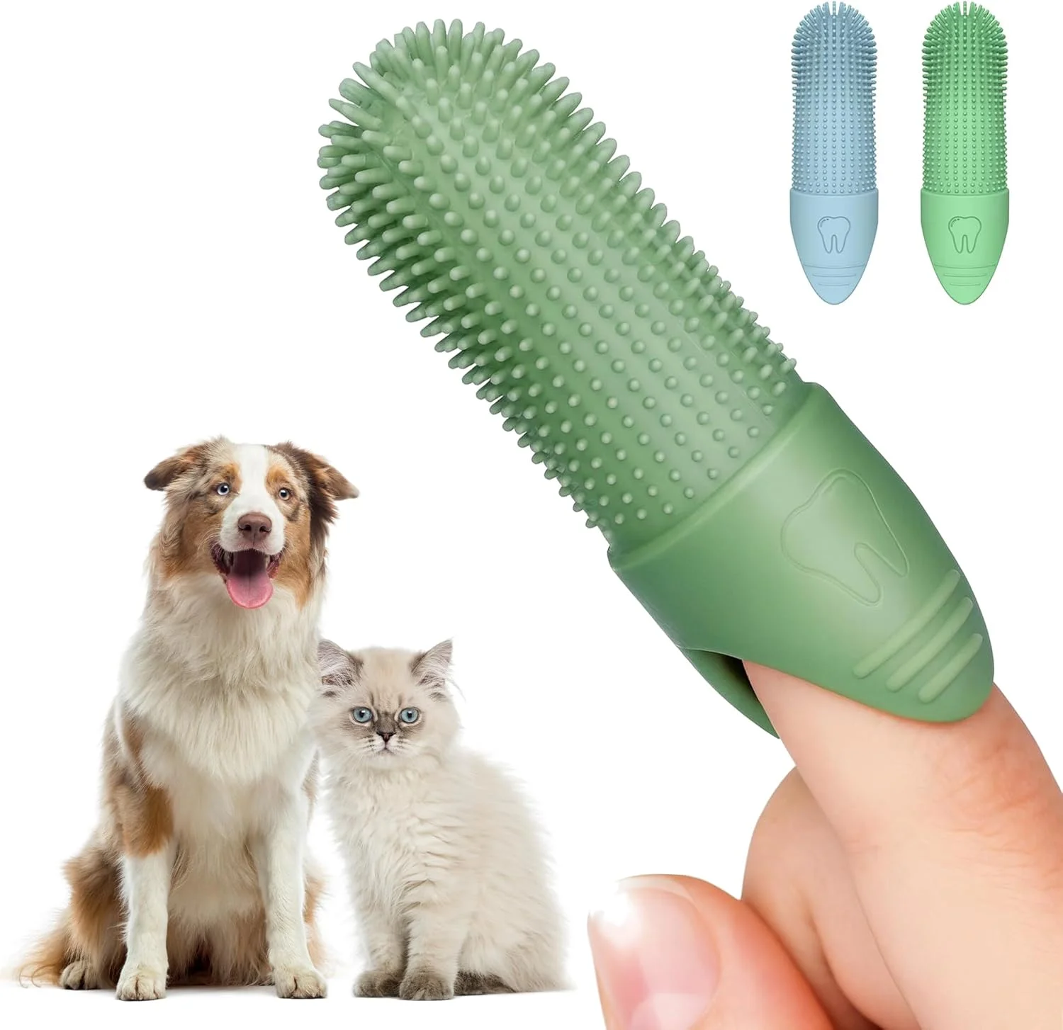 مسواک انگشتی سگ و گربه، بسته 4 عددی، مسواک انگشتی سیلیکونی نرم برای سگ ها، مراقبت از دندان توله سگ، مسواک انگشتی سگ برای نژادهای کوچک و بزرگ