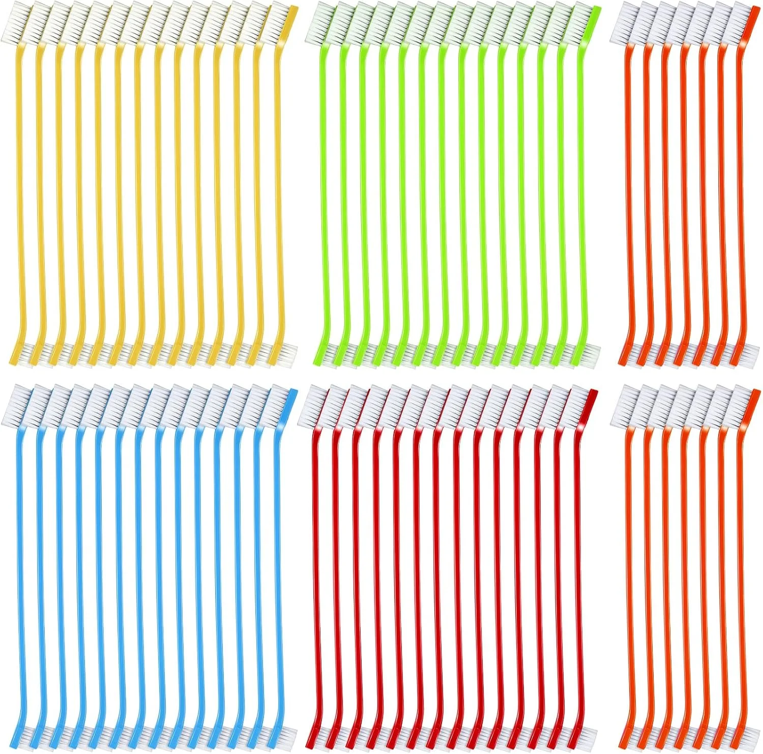 مسواک سگ هانی‌داک، مسواک نرم برای نظافت سگ، مسواک دو طرفه با دسته بلند برای تمیز کردن دندان‌های بزرگ و کوچک، مراقبت از دهان و دندان (70 عدد، چند رنگ)