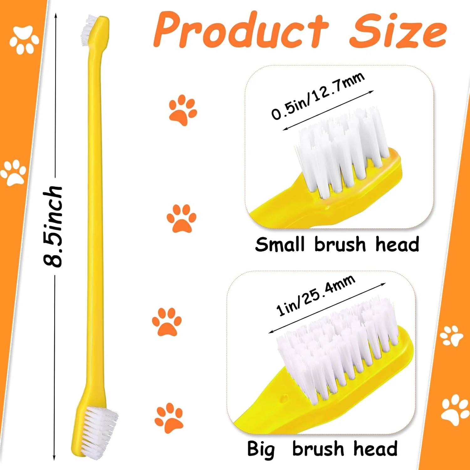مسواک سگ هانی‌داک، مسواک نرم برای نظافت سگ، مسواک دو طرفه با دسته بلند برای تمیز کردن دندان‌های بزرگ و کوچک، مراقبت از دهان و دندان (70 عدد، چند رنگ)