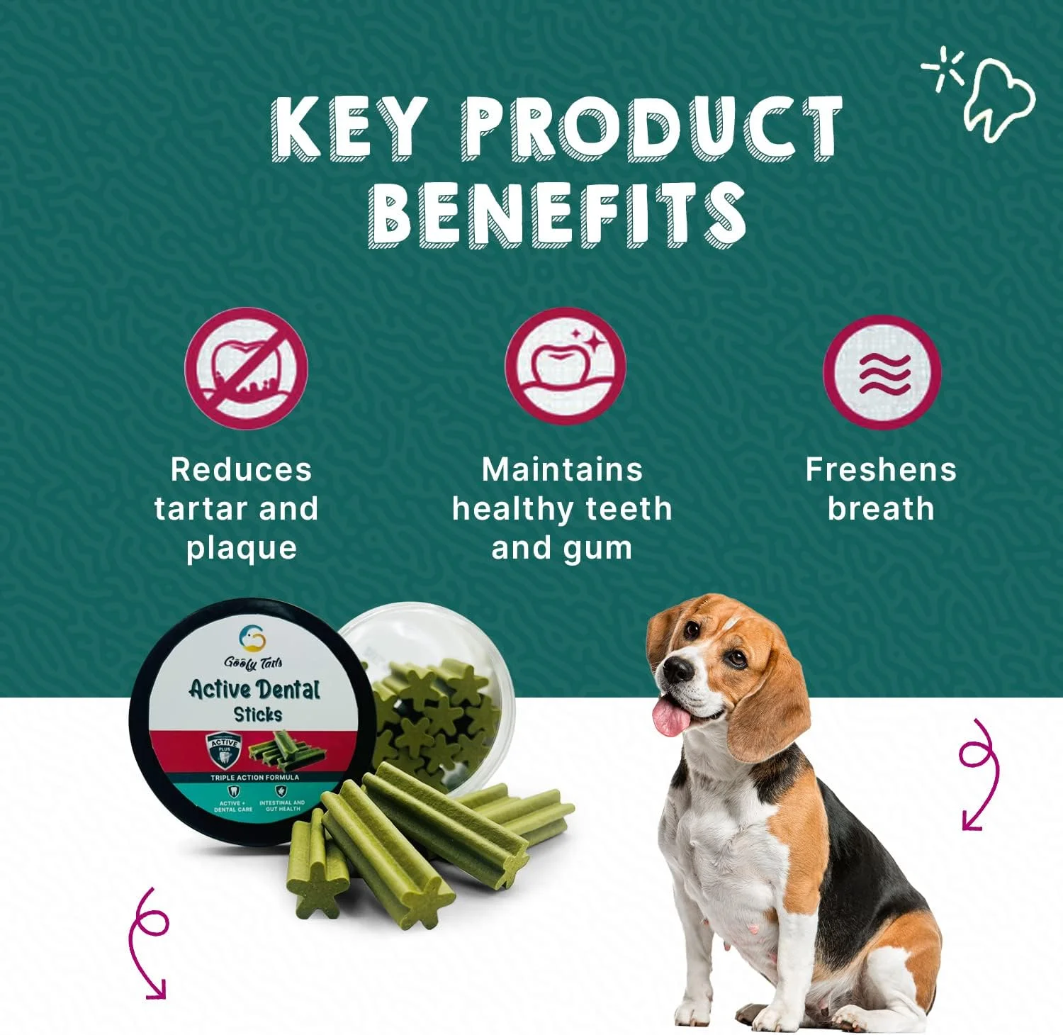 تشویقی دندانی سگ گوفی تیلز، 220 گرم، تشویقی گیاهی سگ، چوب های دندانی برای سگ ها، چوب های جویدنی برای سگ ها، تشویقی سگ برای سگ های بالغ و توله سگ ها، چوب جویدنی سگ (جلبک دریایی، بسته 1 عددی)