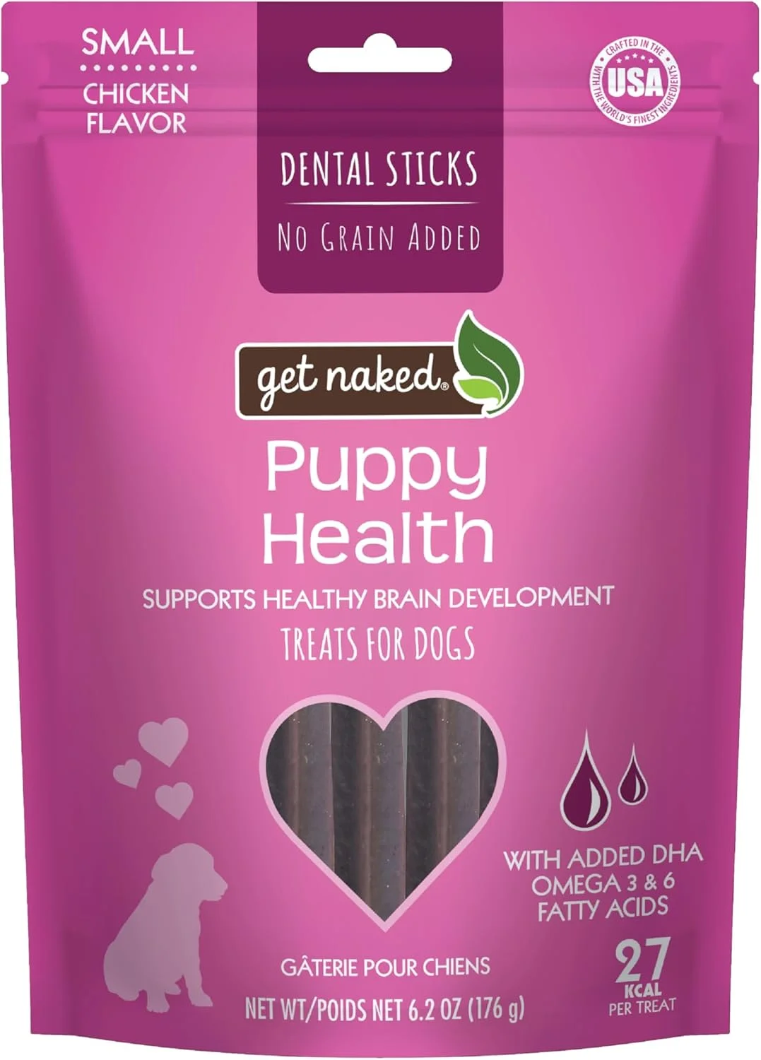 تشویقی دندانی سگ نژاد کوچک، بدون غلات، طعم مرغ، مناسب توله سگ - 1 بسته 175 گرمی