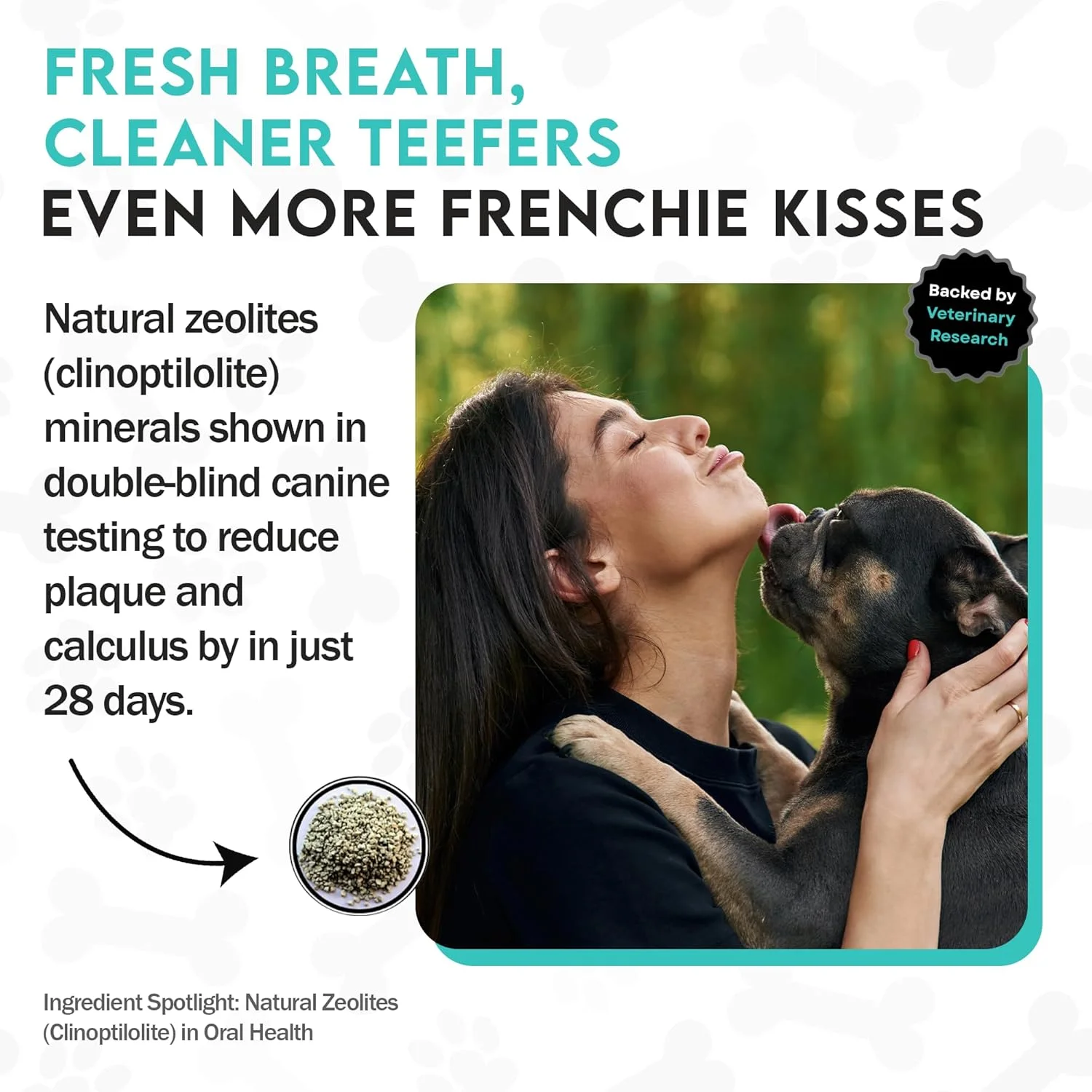 پودر تمیز کننده دندان سگ، بهینه شده برای بولداگ فرانسوی، از بین برنده جرم و پلاک دندان - خوشبو کننده دهان سگ، دندان ها و لثه های قوی - پودر دندان سگ، تمیز کردن آسان دندان - ترکیب گیاهی - ساخت آمریکا (60 پیمانه)