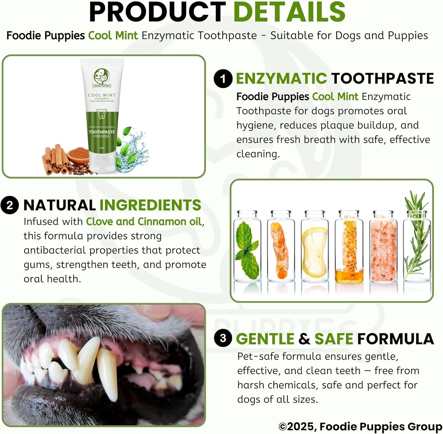 خمیر دندان نعناع خنک سگ فودی پاپی - 100 گرم | ترکیبی آرامش بخش از روغن میخک و دارچین