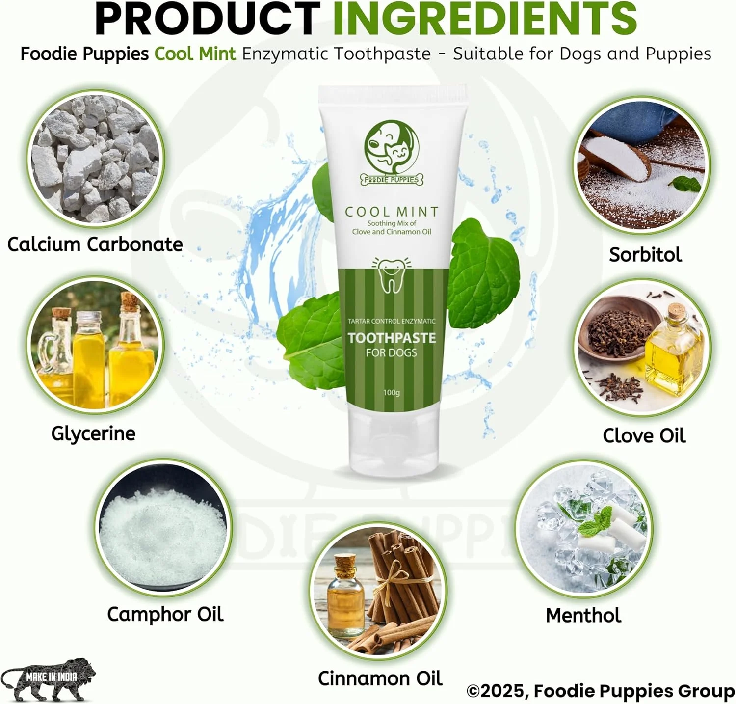 خمیر دندان نعناع خنک سگ فودی پاپی - 100 گرم | ترکیبی آرامش بخش از روغن میخک و دارچین