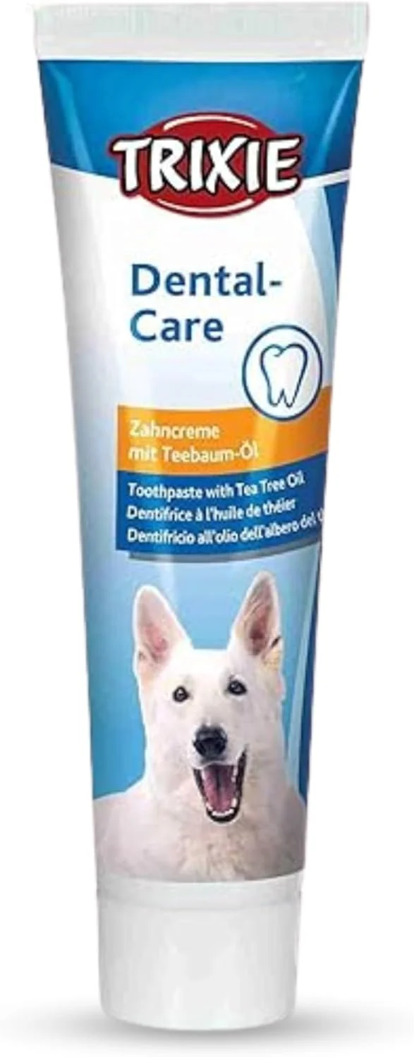 خمیر دندان روغن درخت چای مراقبت از دندان Trixie مناسب برای سگ ها و توله سگ ها - 100 گرم | کاهش مشکلات لثه | کنترل جرم دندان