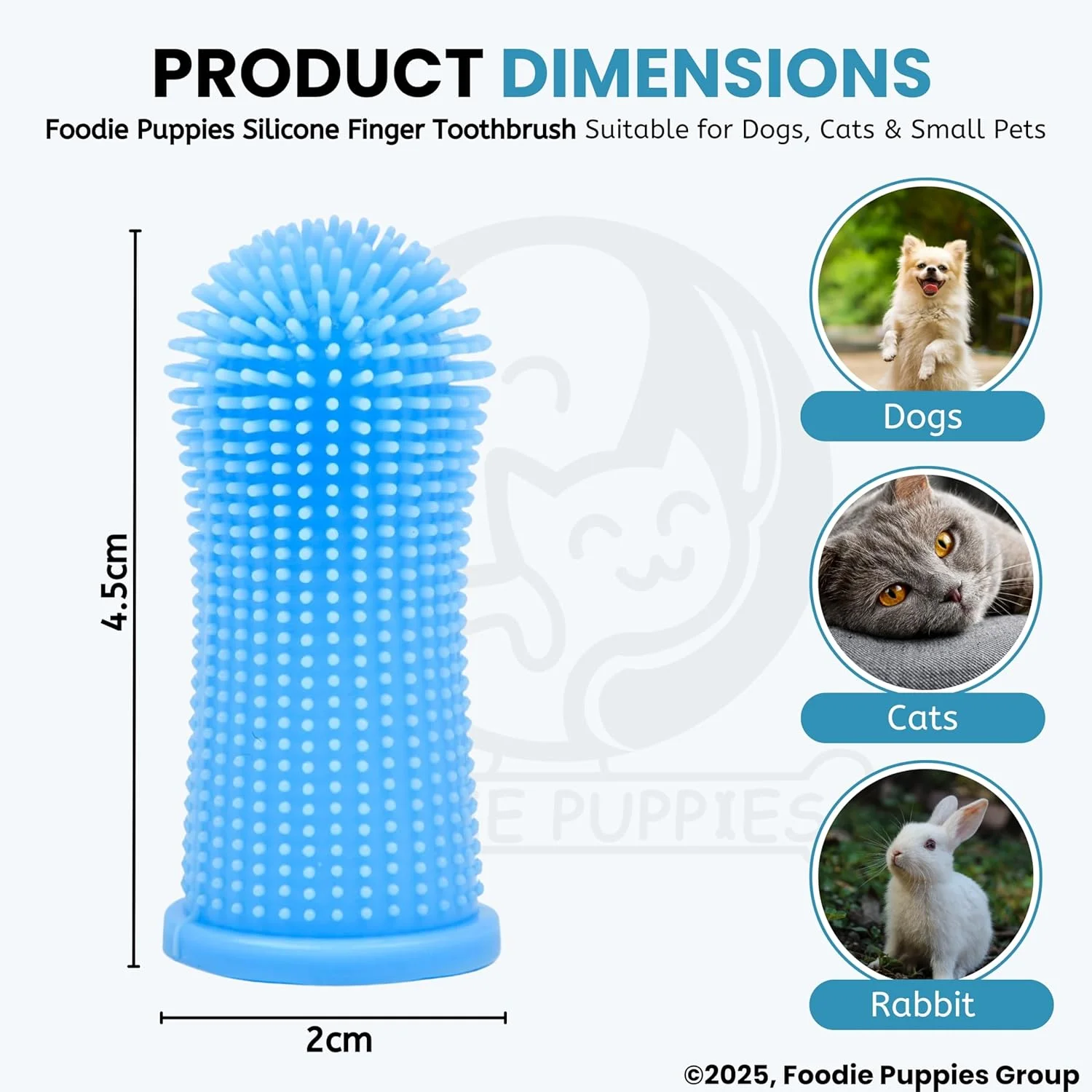 مسواک انگشتی سیلیکونی نرم طبیعی سگ فودی پاپیز | برای تمیز کردن آسان دندان | ماساژ | تسکین لثه | تنفس تازه | لوازم مراقبت دهان و دندان حیوانات خانگی