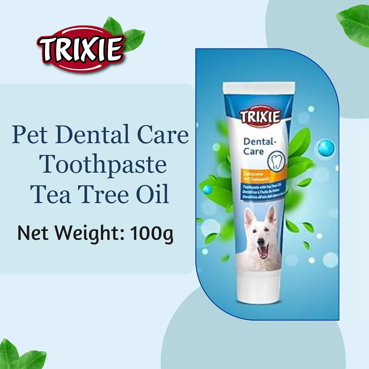خمیر دندان روغن درخت چای مراقبت از دندان Trixie مناسب برای سگ ها و توله سگ ها - 100 گرم | کاهش مشکلات لثه | کنترل جرم دندان