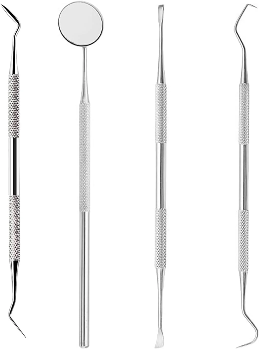 ابزار جرم گیر دندان سگ، پاک کننده دندان، دو سر، مراقبت از دندان، 4 ابزار حرفه ای تمیز کننده دندان، ساخته شده از استیل ضد زنگ