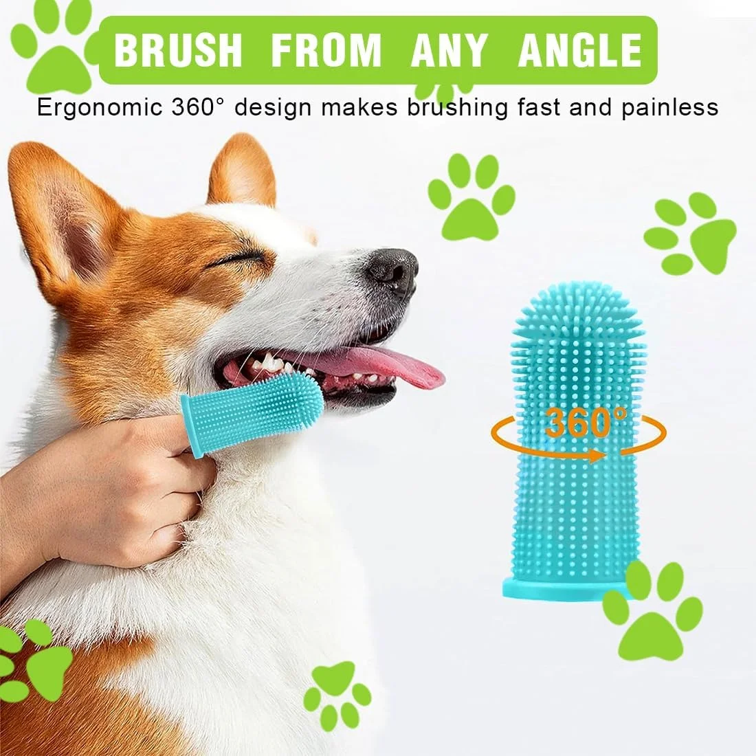 مجموعه مسواک سگ، 2 عدد مسواک سگ سه سر، 3 عدد مسواک انگشتی، 2 عدد مسواک دو سر، برای حیوانات خانگی کوچک، متوسط و بزرگ، مجموعه تمیز کننده دندان چند زاویه ای