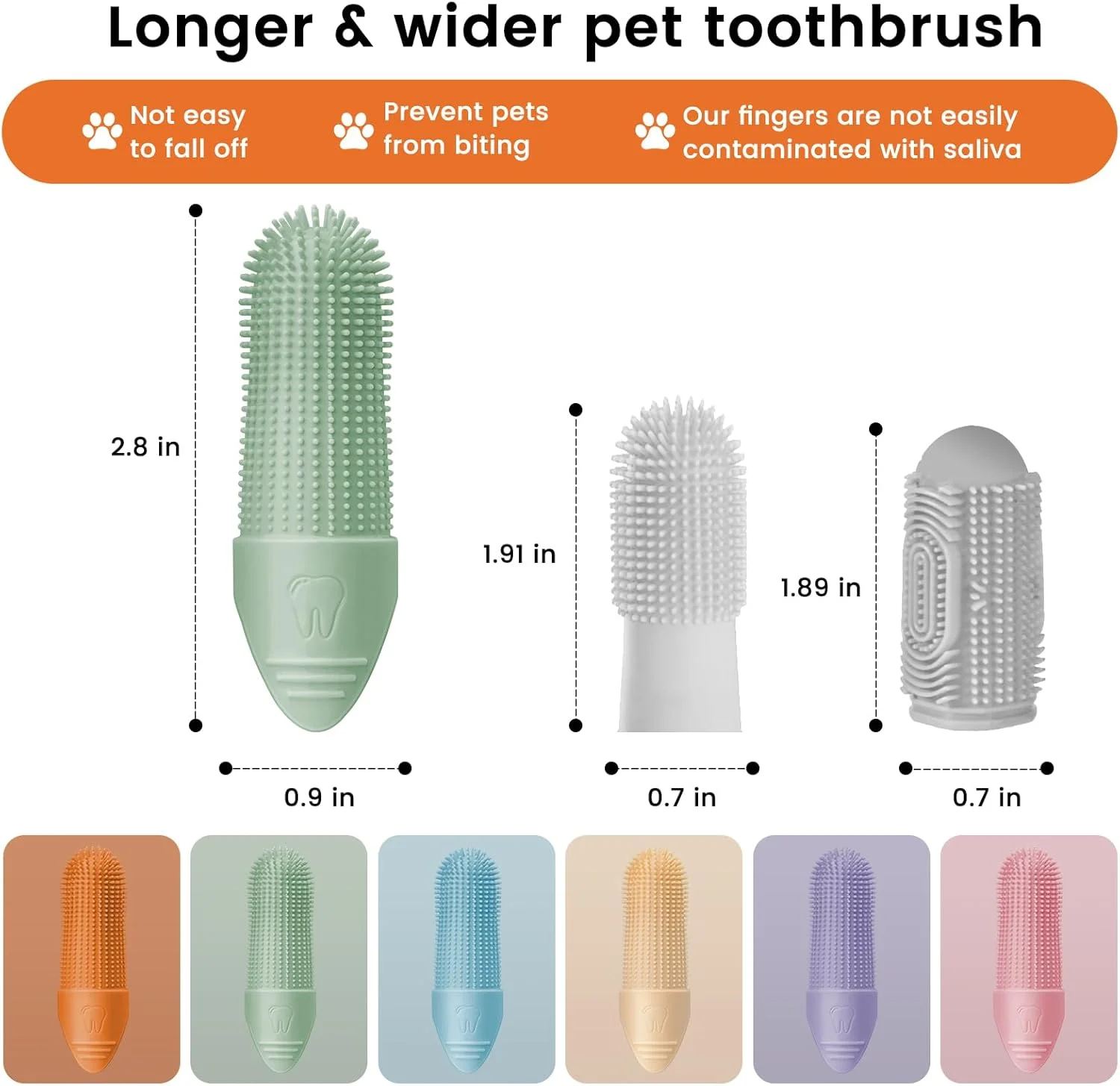 مسواک انگشتی سگ Duckart، بسته 6 عددی، برس تمیز کننده 360 درجه برای دندان سگ، مسواک حیوانات خانگی سیلیکونی با گرید غذایی، مناسب برای اکثر انگشت ها