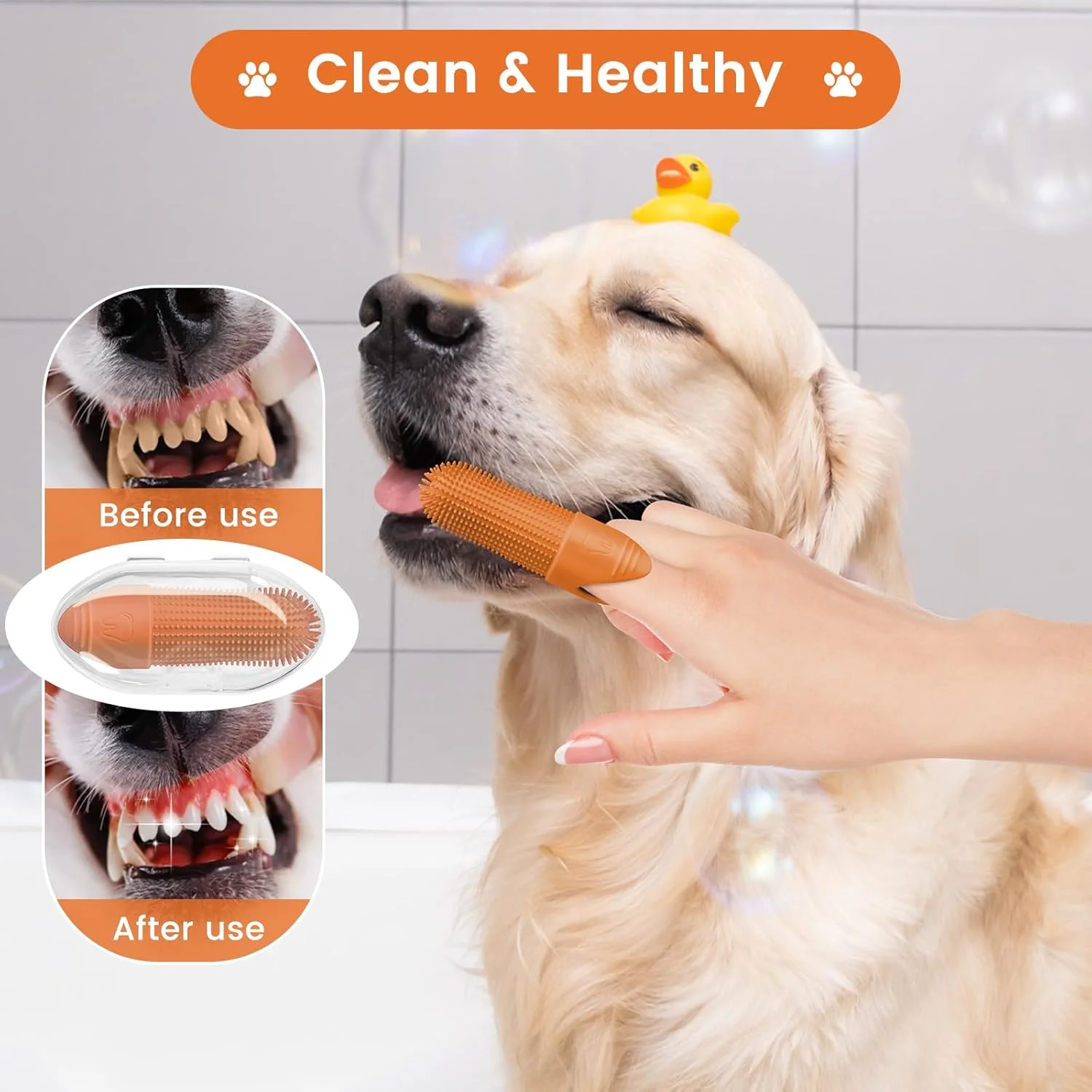 مسواک انگشتی سگ Duckart، بسته 6 عددی، برس تمیز کننده 360 درجه برای دندان سگ، مسواک حیوانات خانگی سیلیکونی با گرید غذایی، مناسب برای اکثر انگشت ها