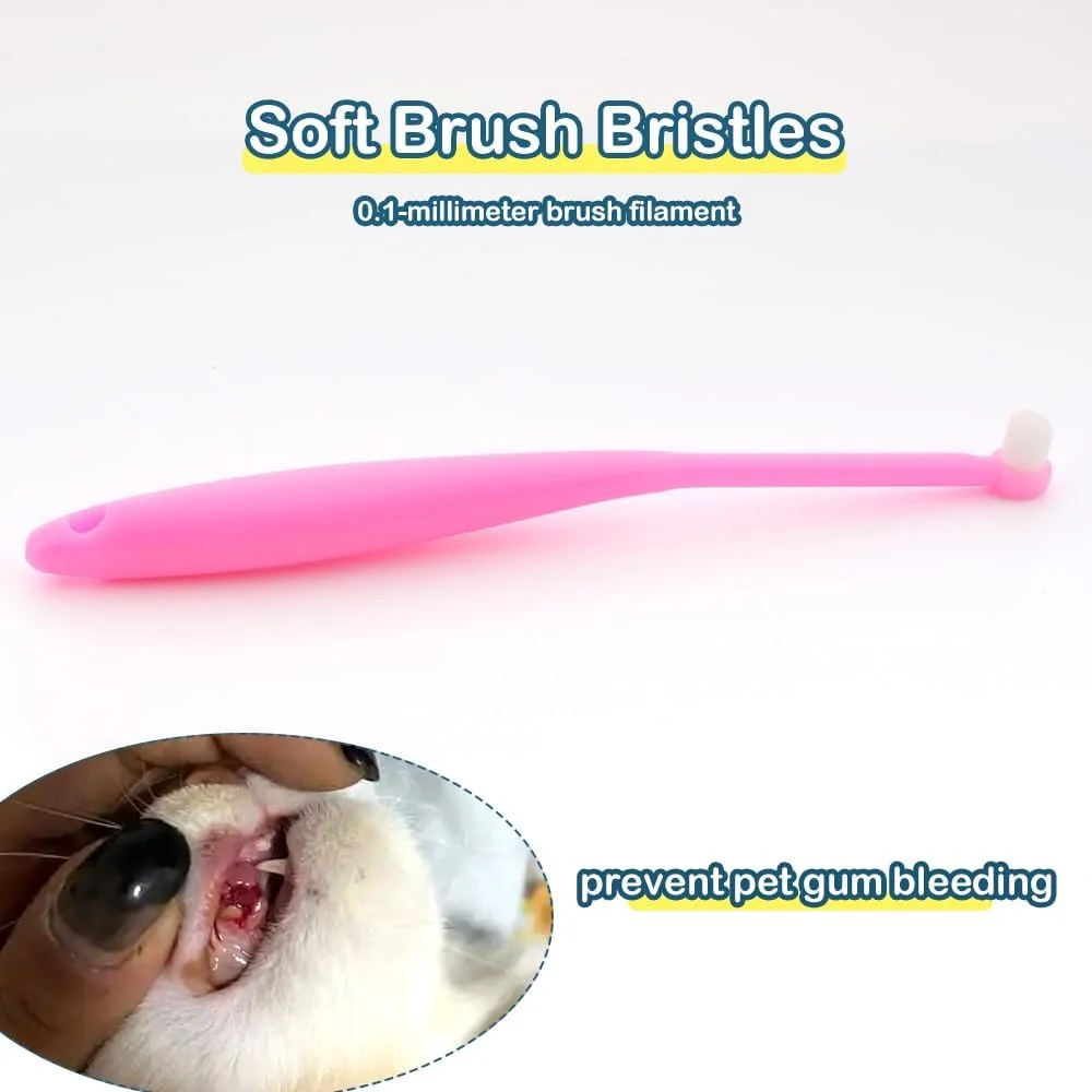 DQITJ 2 عدد مسواک کوچک سگ، کیت مسواک زدن توله سگ و گربه، مسواک نرم با سر کوچک برای توله سگ، گربه کوچک (زرد و قرمز)