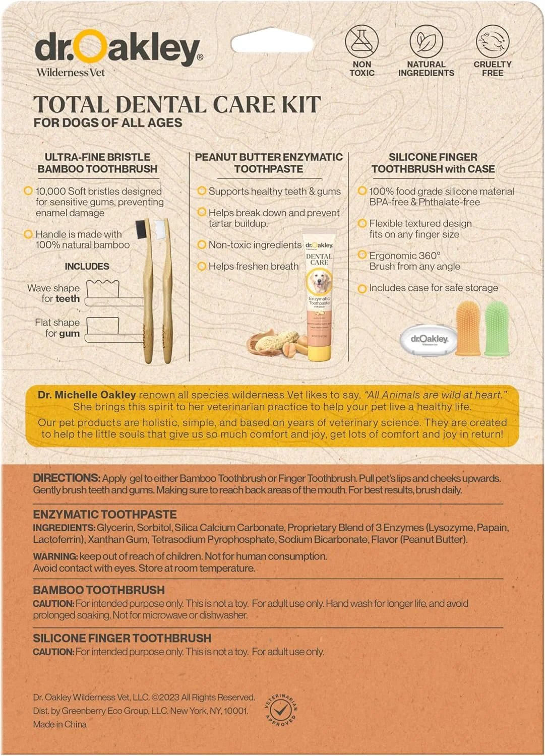 کیت کامل مراقبت از دندان سگ دکتر اوکلی با طعم کره بادام زمینی - خمیر دندان، برس ها و جعبه