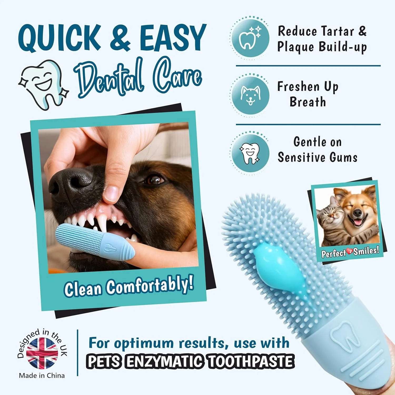 مسواک سگ، مسواک گربه، مسواک انگشتی سگ | بسته 2 عددی با جعبه نگهداری | از بین بردن پلاک و جرم دندان، مبارزه با بوی بد دهان | مسواک توله سگ با برس 360 درجه | محصولات تمیز کننده دندان سگ و گربه