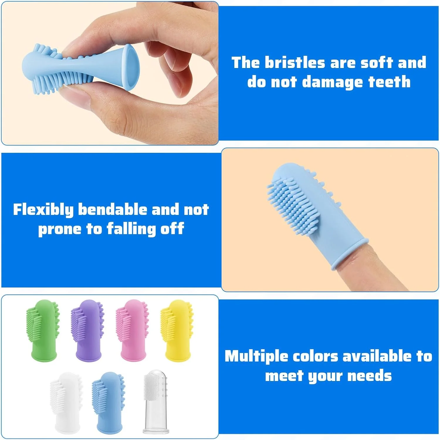 مسواک انگشتی سگ، 8 عدد مسواک انگشتی سیلیکونی سگ، مسواک انگشتی برای سگ ها، کیت تمیز کردن دندان حیوانات خانگی برای گربه ها و حیوانات خانگی کوچک