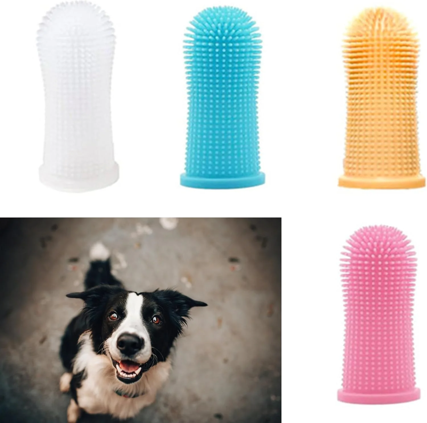 مسواک سگ، کیت مسواک زدن 360 درجه سگ، مسواک گربه، مسواک انگشتی سیلیکونی برای حیوانات خانگی کوچک و بزرگ، مراقبت از دندان و تمیز کردن دندان، مراقبت از دندان گربه