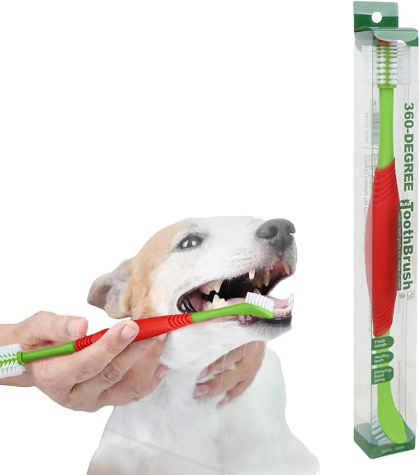 مسواک سگ، مسواک نرم و راحت دو سر برای بهداشت دندان و تمیز کردن دندان های حیوانات خانگی، تمیز کردن آسان دندان و مراقبت از دندان، برس سگ برای دندان برای سگ های کوچک تا بزرگ، گربه ها و اکثر حیوانات خانگی (سبز)