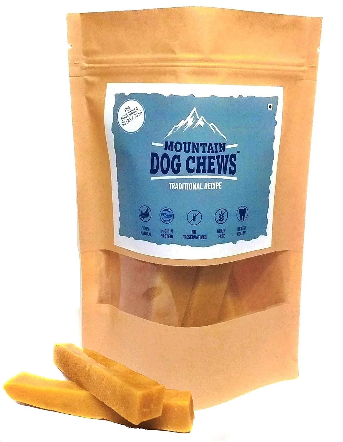 جویدنی سگ کوهستانی، میله دندانی 100% طبیعی شیر یاک هیمالیا، خوراکی غنی از پروتئین و کلسیم برای سگ های متوسط، 200 گرم