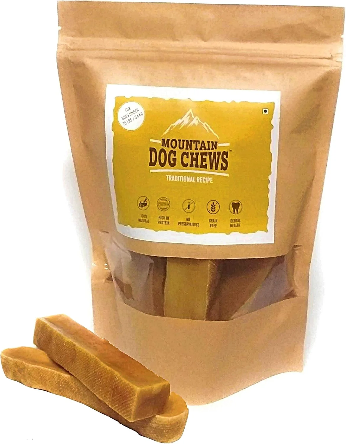 خوراکی جویدنی سگ Chewers Mountain، خوراکی طبیعی و غنی از پروتئین شیر یاک هیمالیا، ماندگاری طولانی، 150 گرم