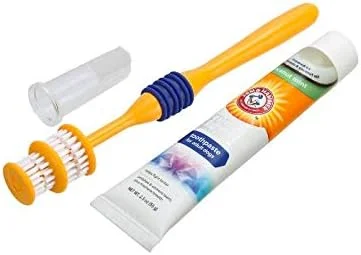 مجموعه بهداشت دهان و دندان سگ با طعم نارگیل، شامل مسواک و خمیر دندان مخصوص سگ