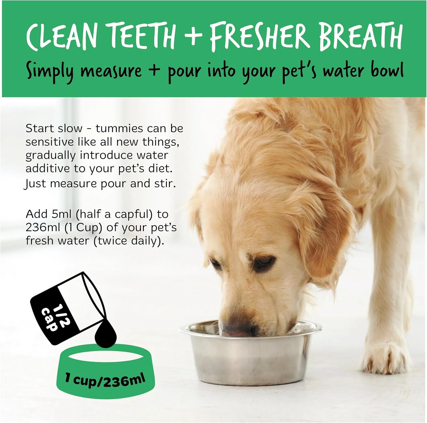 محلول افزودنی آب مراقبت از دندان باگالوگز برای سگ ها و گربه ها - 490 میلی لیتر