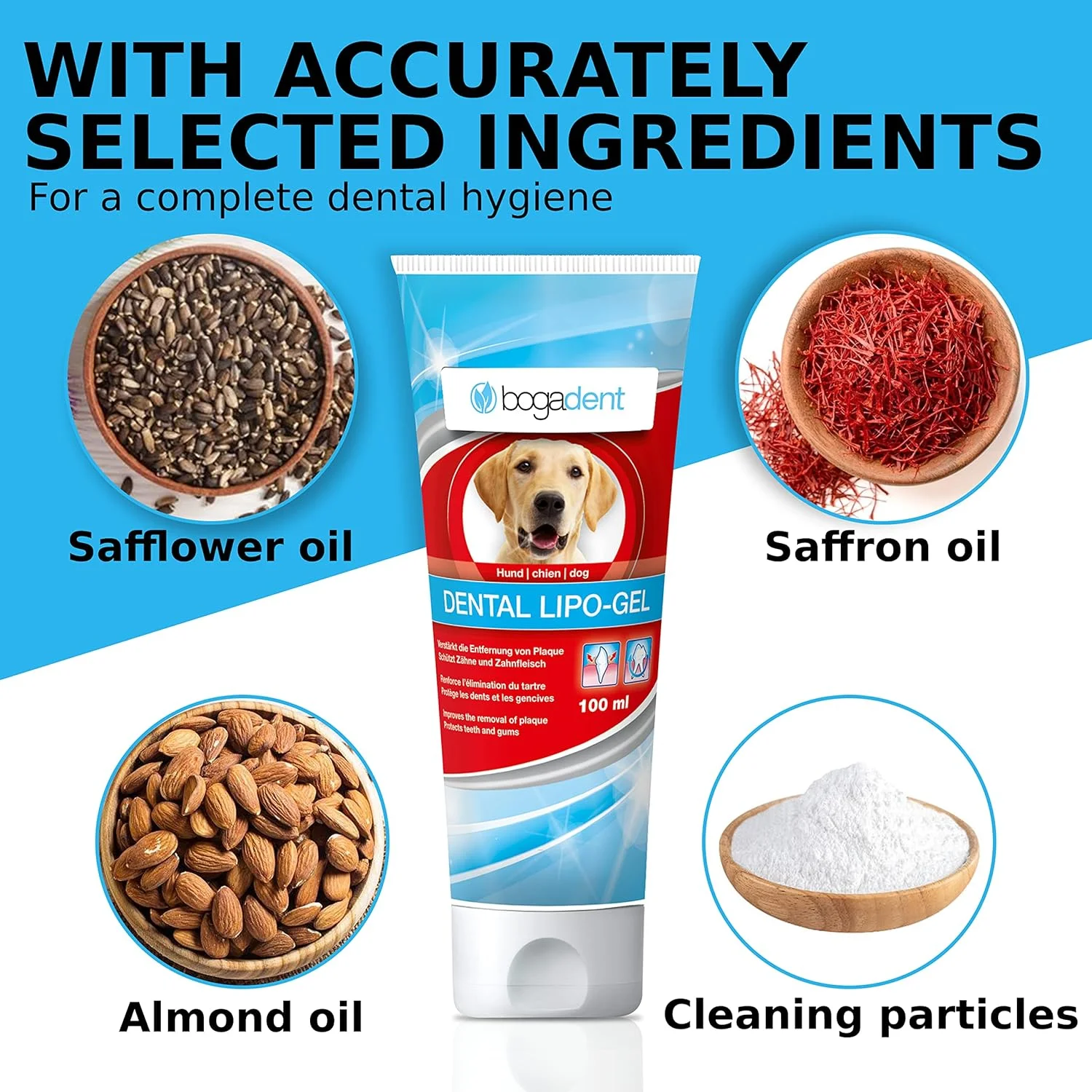 ژل دندان بوگادنت دنتال-لیپو - مراقبت طبیعی از دندان، برای بهداشت بهتر دهان، خمیر دندان برای سگ ها، ضد جرم و بوی بد دهان، ژل خوشبو کننده دهان برای سگ ها، 100 میلی لیتر