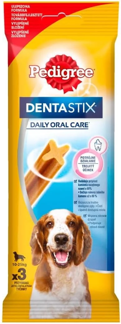 تشویقی سگ پدیگری دنتاستیکس، مخصوص سگ های نژاد متوسط، 3 عدد، 77 گرم