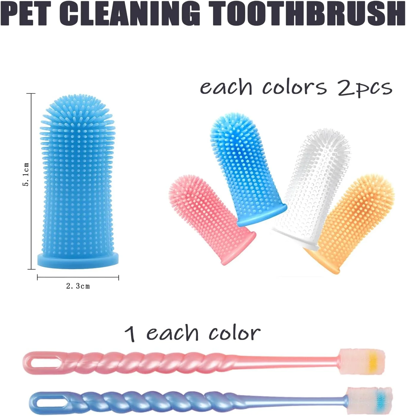 بسته 10 عددی مسواک سگ، مسواک انگشتی سگ، مسواک 360 درجه برای تمیز کردن دندان حیوانات خانگی، مراقبت از دندان سگ و گربه