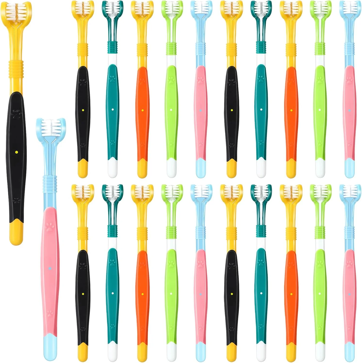 وی‌اس‌آی‌سی‌آی ۲۰ عددی برس دندان سگ ۷ اینچی، برس تمیز کننده دندان حیوانات خانگی ۳ طرفه، مراقبت از دندان مناسب برای سگ، اکثر حیوانات خانگی، گربه، توله سگ، بچه گربه، دندان ها و اشکال مختلف دهان