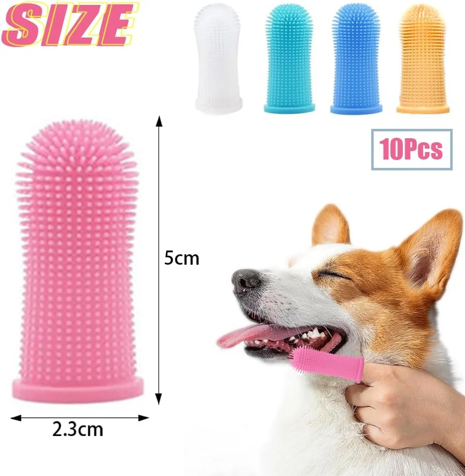 بسته 10 عددی مسواک انگشتی سگ، مسواک سگ قابل استفاده مجدد، مسواک تمیز کننده دندان حیوانات خانگی، مسواک سیلیکونی تمیز کننده دندان حیوانات خانگی برای سگ ها و گربه ها، مراقبت از دندان