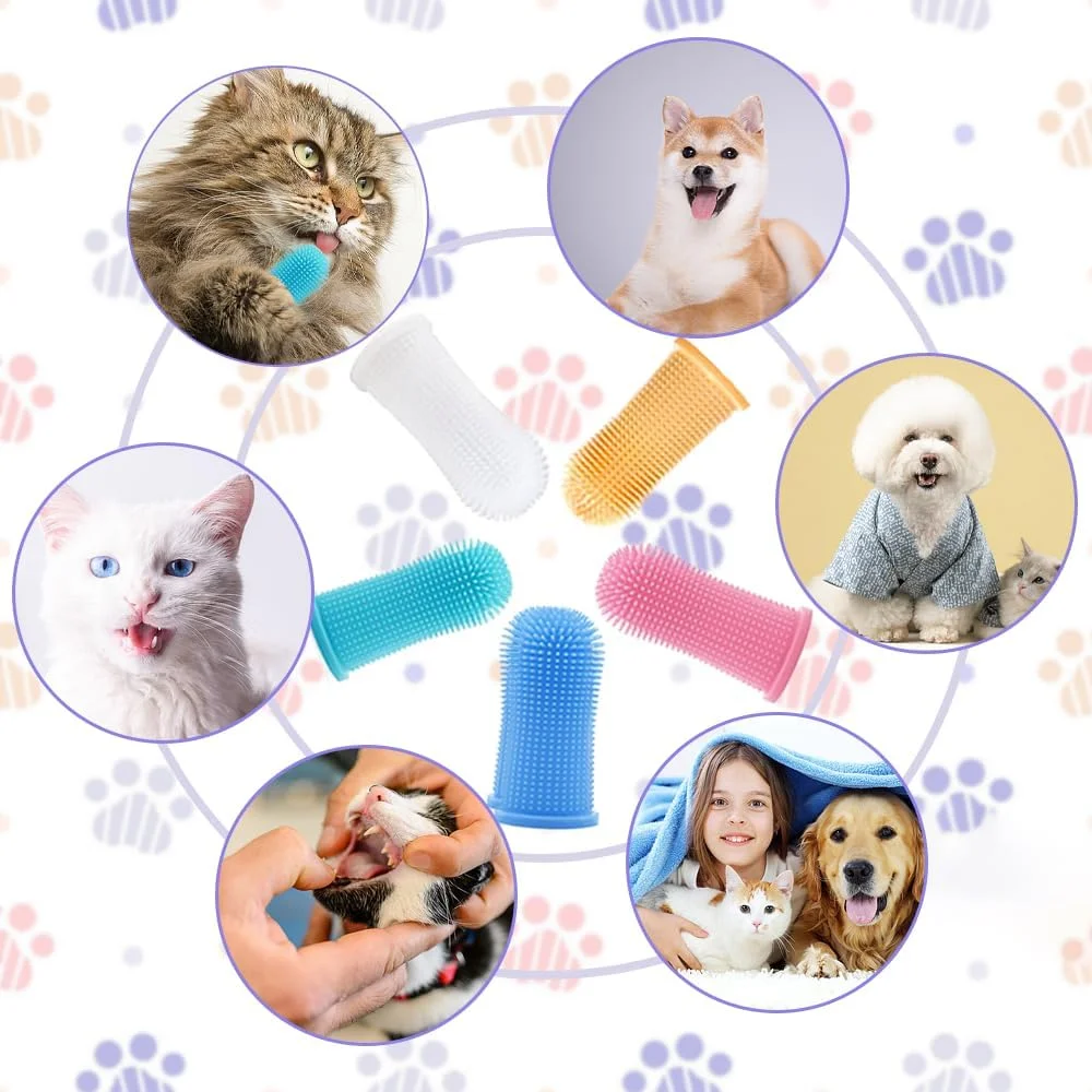 بسته 10 عددی مسواک انگشتی سگ، مسواک سگ قابل استفاده مجدد، مسواک تمیز کننده دندان حیوانات خانگی، مسواک سیلیکونی تمیز کننده دندان حیوانات خانگی برای سگ ها و گربه ها، مراقبت از دندان