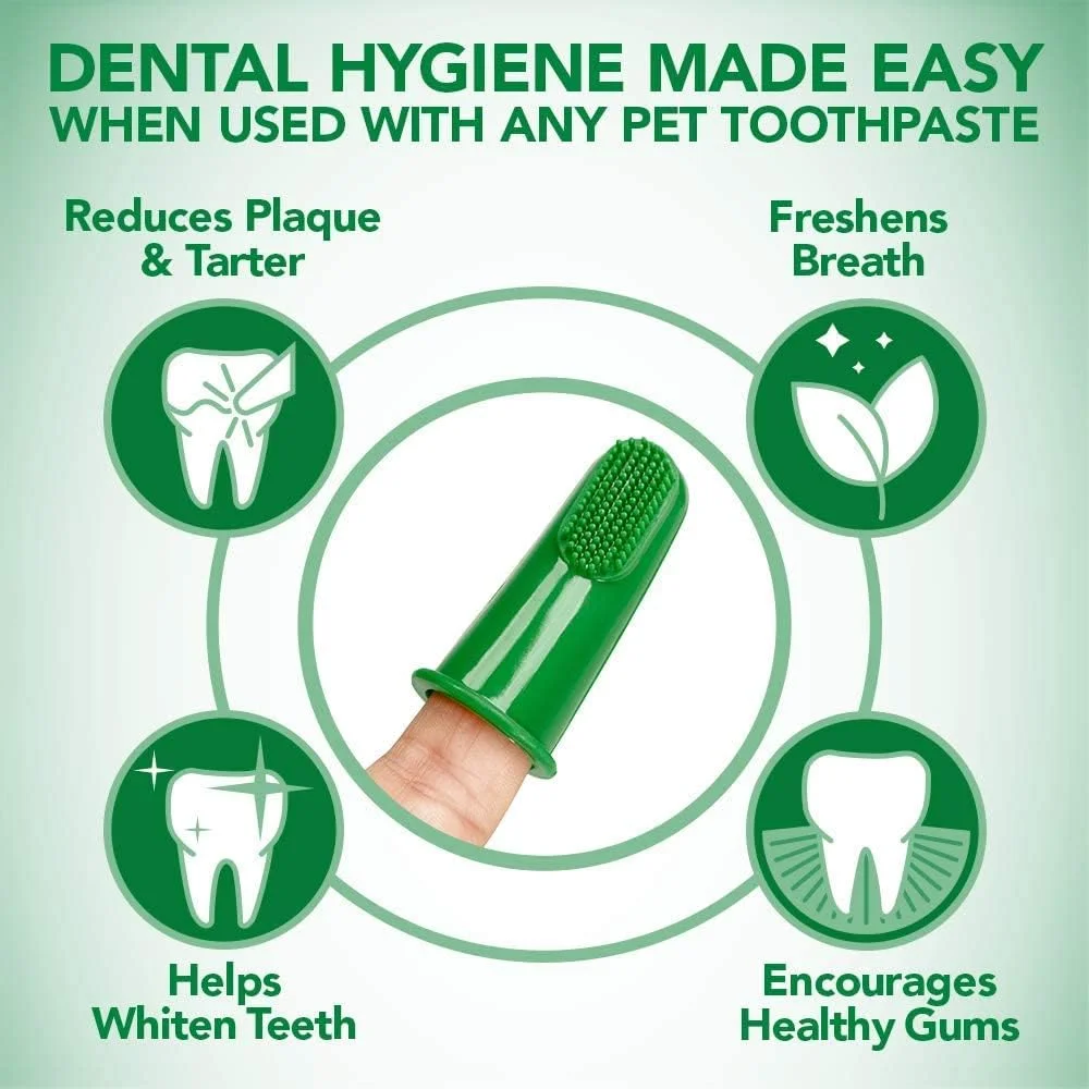 بهترین کیت بهداشت دهان و دندان سگ های توله شامل خمیر دندان و برس انگشتی سیلیکونی