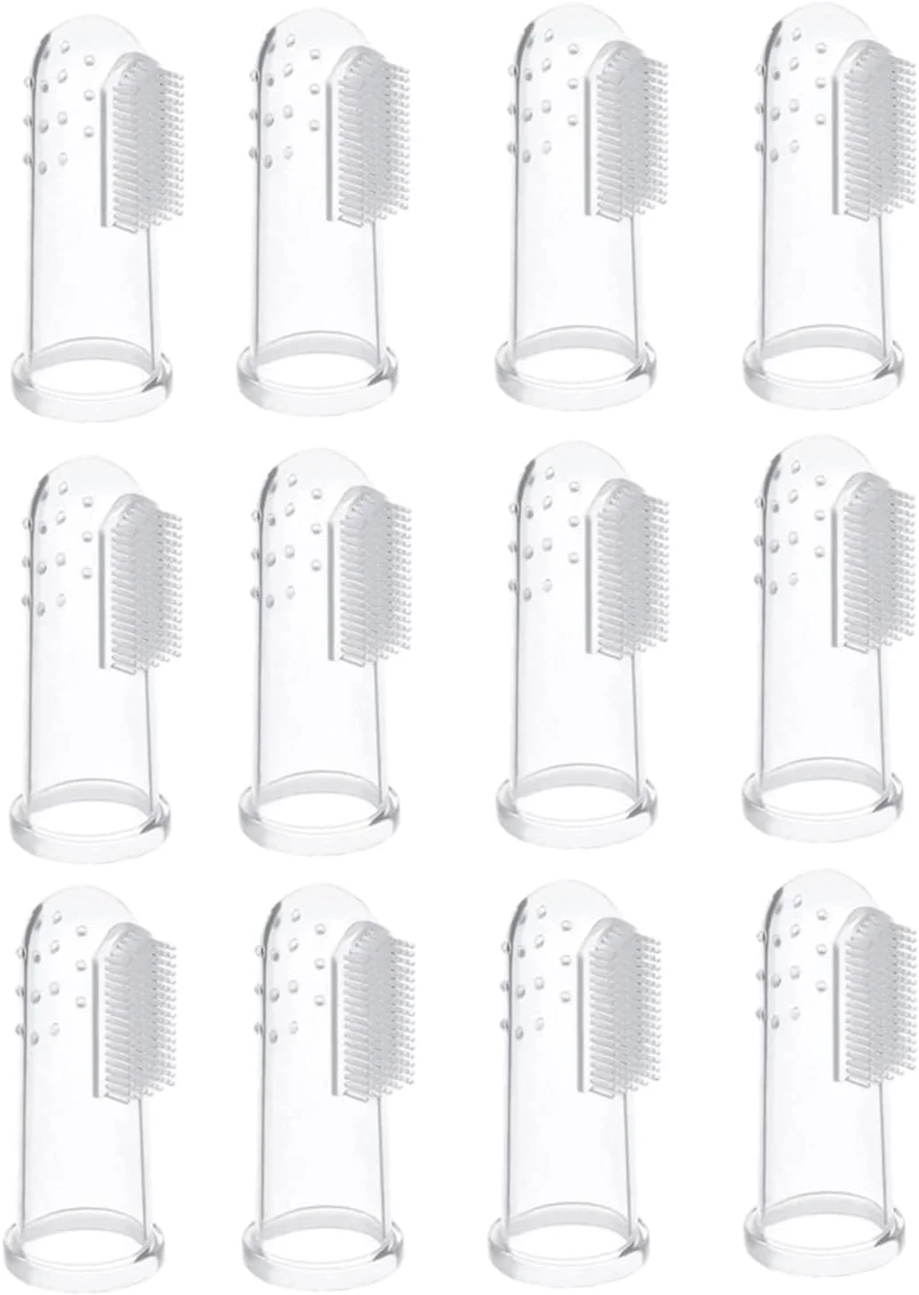 مسواک انگشتی حیوانات خانگی، بسته 12 عددی مسواک سیلیکونی نرم برای سگ و گربه، برس شفاف مراقبت از دندان حیوانات خانگی برای تمیز کردن موثر دندان ها، ایده آل برای حیوانات کوچک تا بزرگ