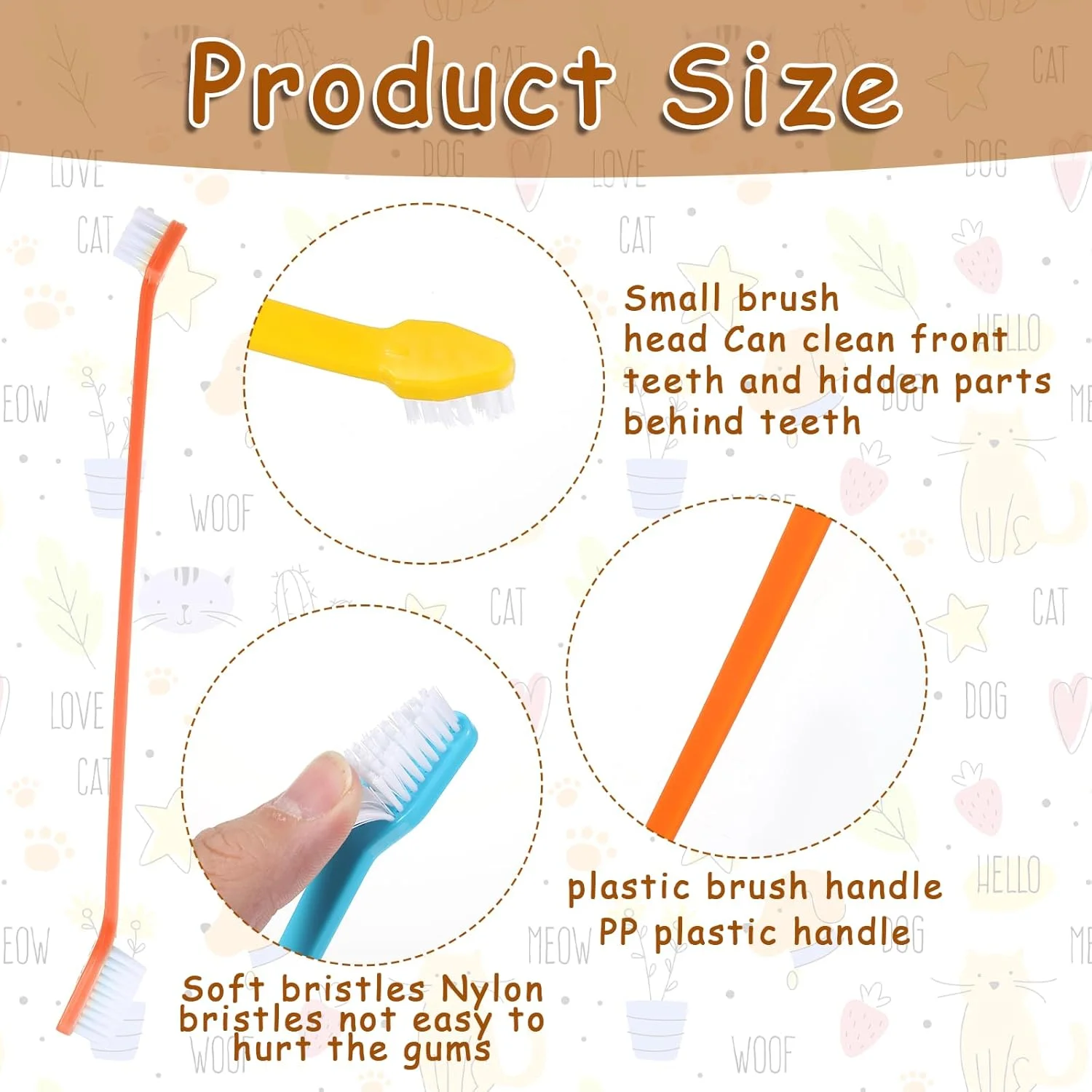 مجموعه ۸ عددی مسواک سگ، مسواک نرم و دو سر مناسب برای تمیز کردن دندان های حیوانات خانگی، برس های بهداشتی دو سر برای سگ های کوچک تا بزرگ، گربه ها و اکثر حیوانات خانگی